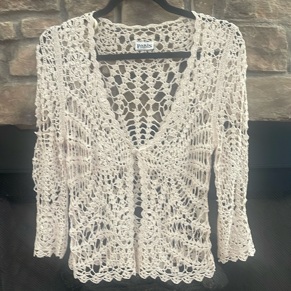 Paris Paris cream cardigan. Size Medium.